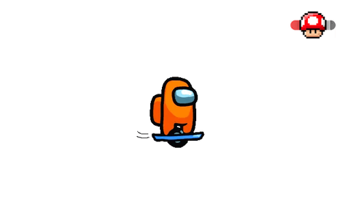 Among Us Orange Character Riding Onewheel