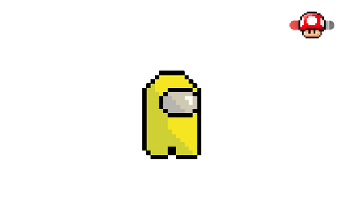 Among Us Yellow Pixel Character Running