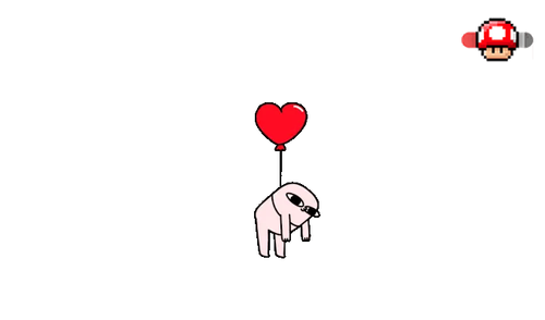 Ketnipz flying on a Heart Ballon
